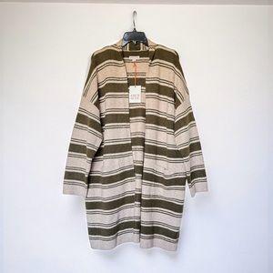 Knox Rose Women’s Open-Front Striped Texture Knit Cardigan XL NWT